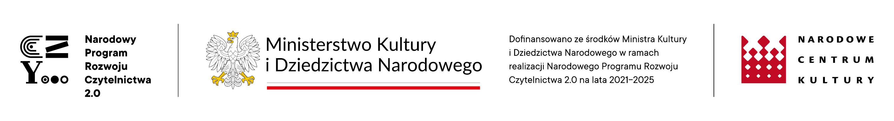 belka logotypowa Narodowego Programu Rozwoju Czytelnictwa 2.0. na lata 2021-2025